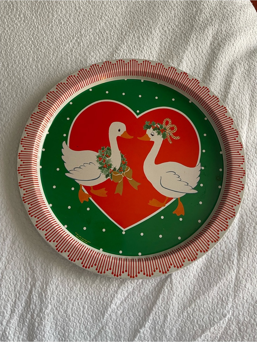 Cintage Duck Heart Decorative Serving Tray - Green & Red